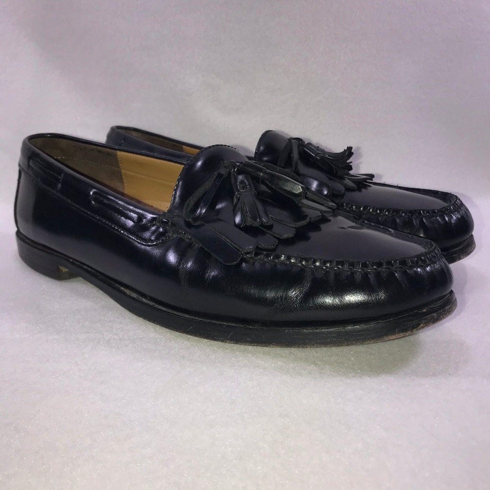 Cole Haan Black Leather Tassle Kiltie Loafers 13D
